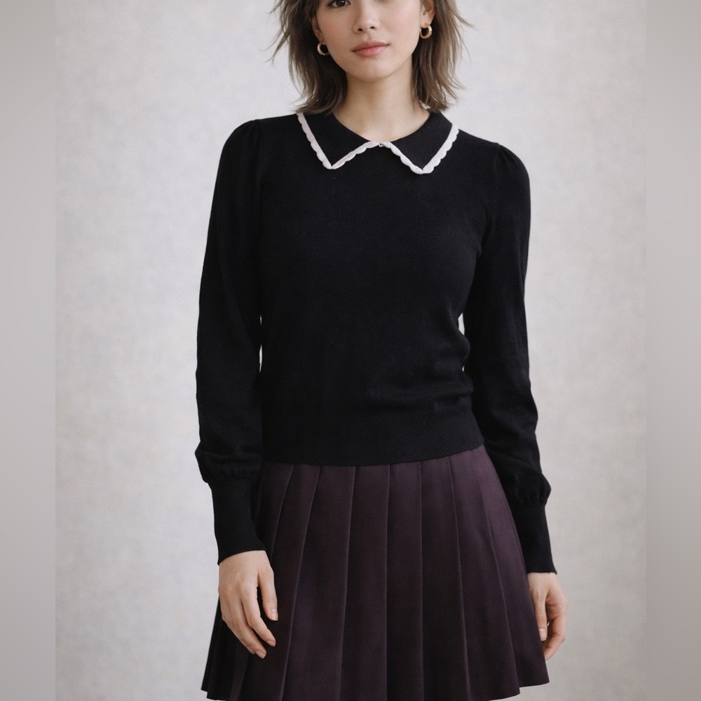 CeCe Black & White Sweater